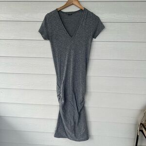 Monrow Charcoal V-Neck Midi Dress